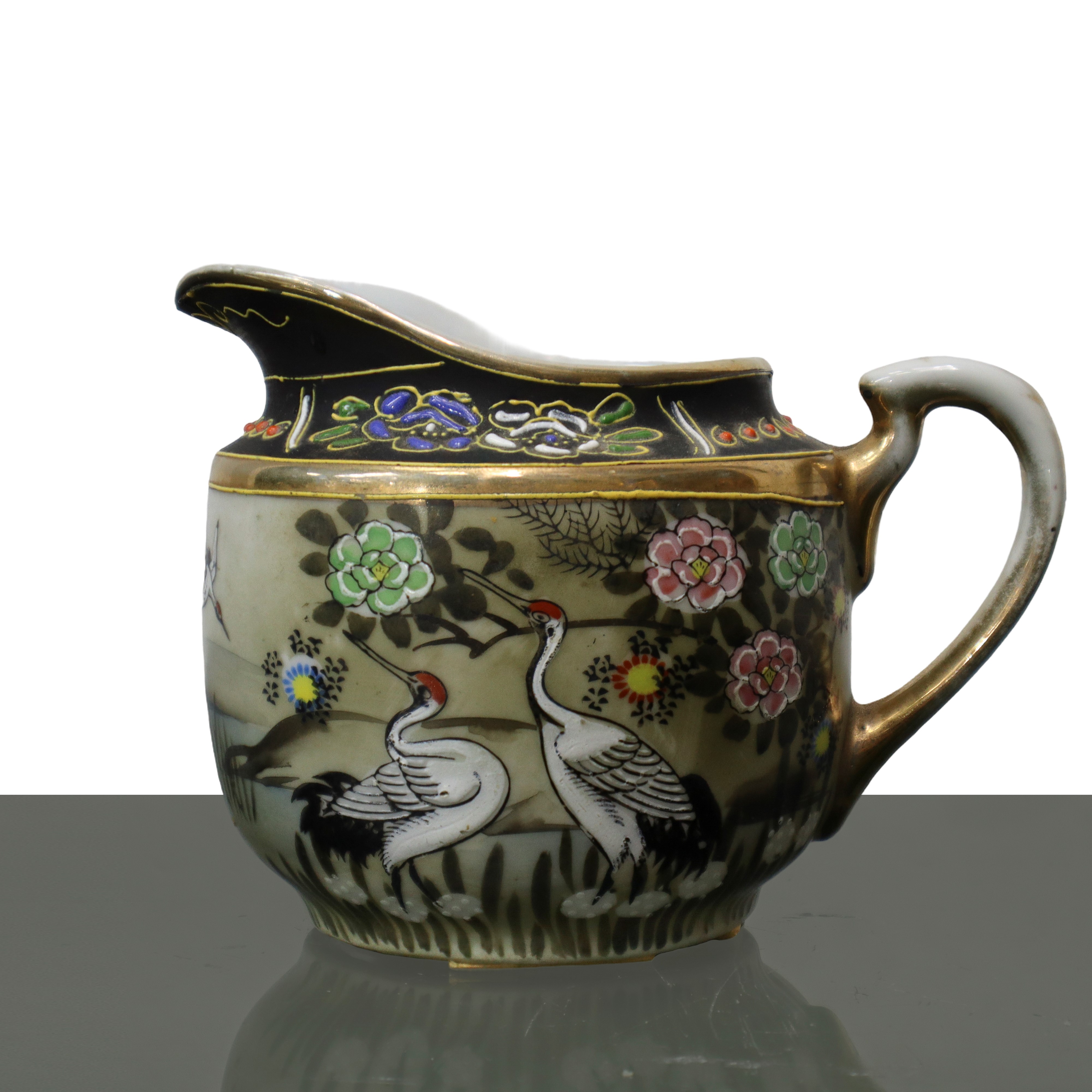 Lattiera Giapponese in Ceramica con Decorazioni Smaltate