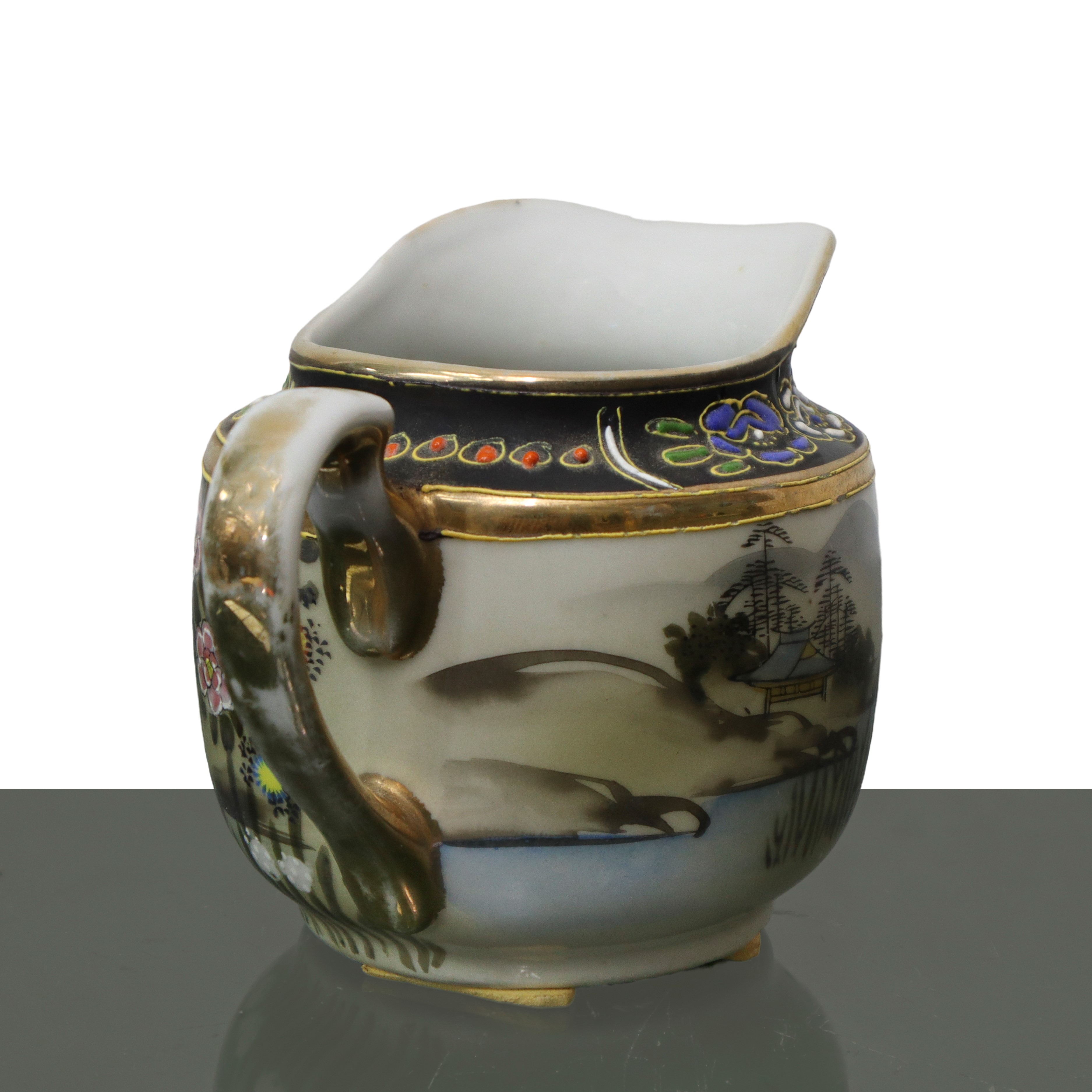 Lattiera Giapponese in Ceramica con Decorazioni Smaltate