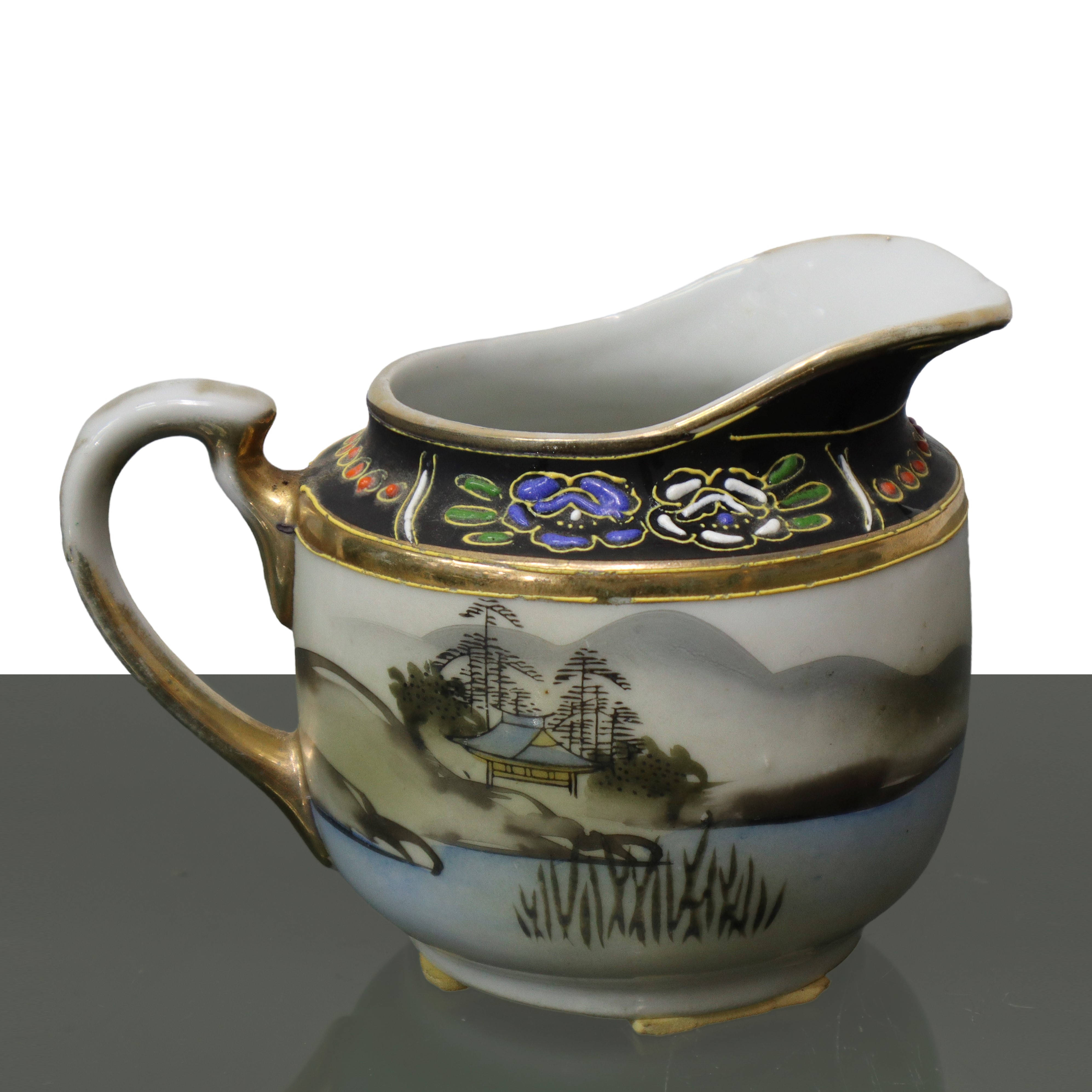 Lattiera Giapponese in Ceramica con Decorazioni Smaltate