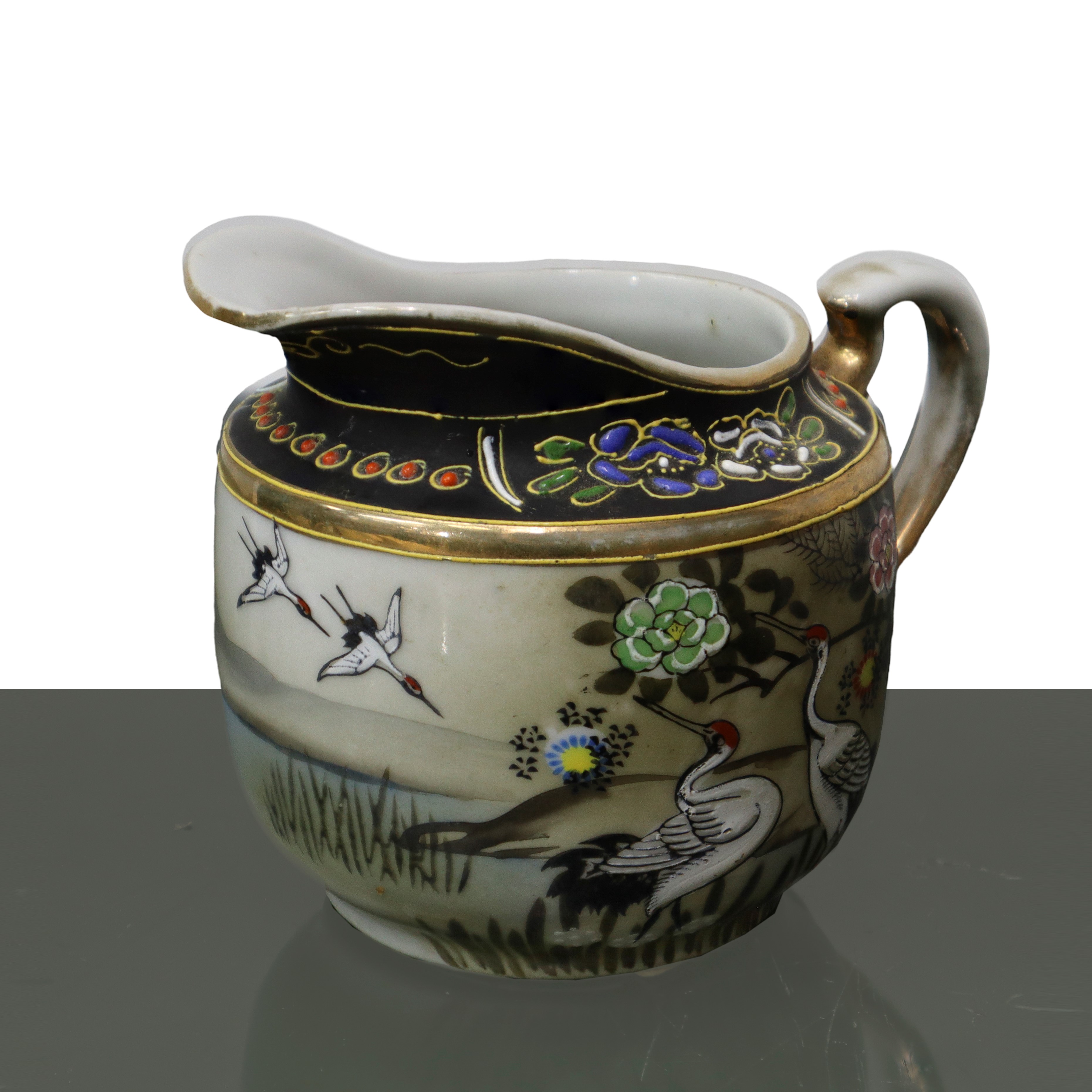 Lattiera Giapponese in Ceramica con Decorazioni Smaltate