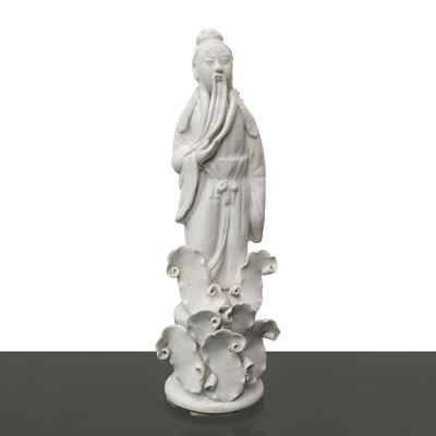 Statuina Cinese di Saggio in Porcellana Bianca