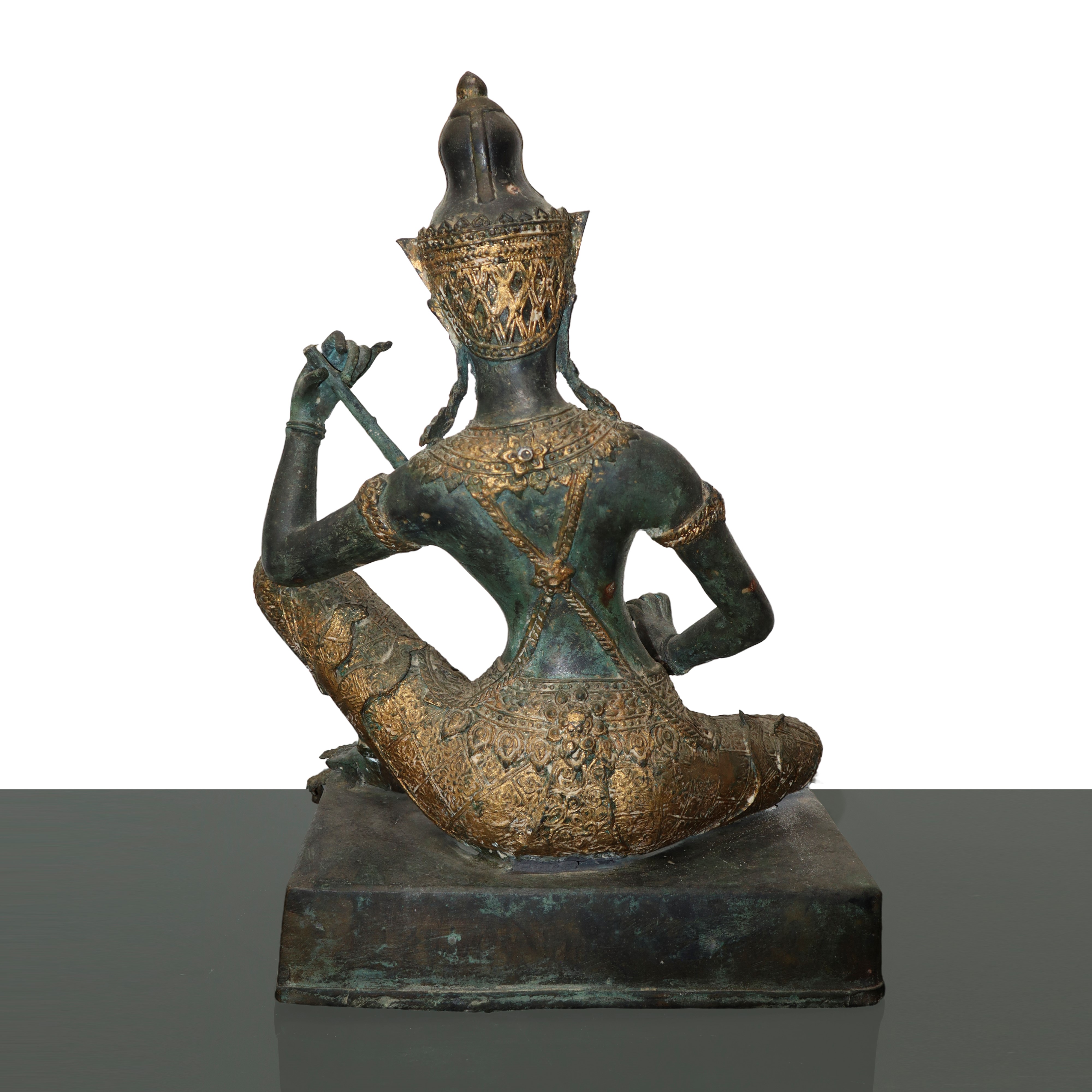 Statua in Bronzo Raffigurante il Principe Musicante Thailandese Phra Aphai Mani