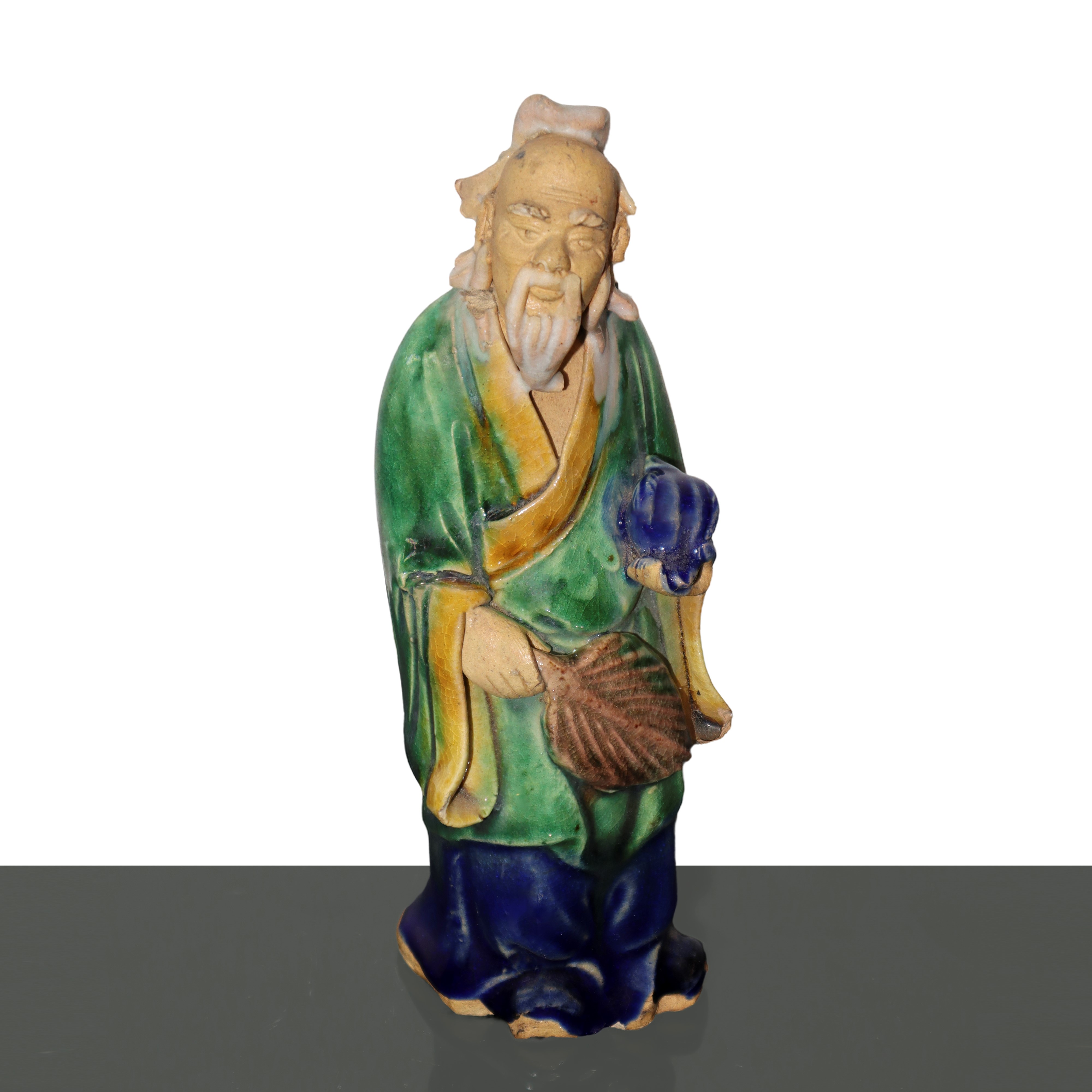 Coppia di Statuette Cinesi Policrome in Gesso