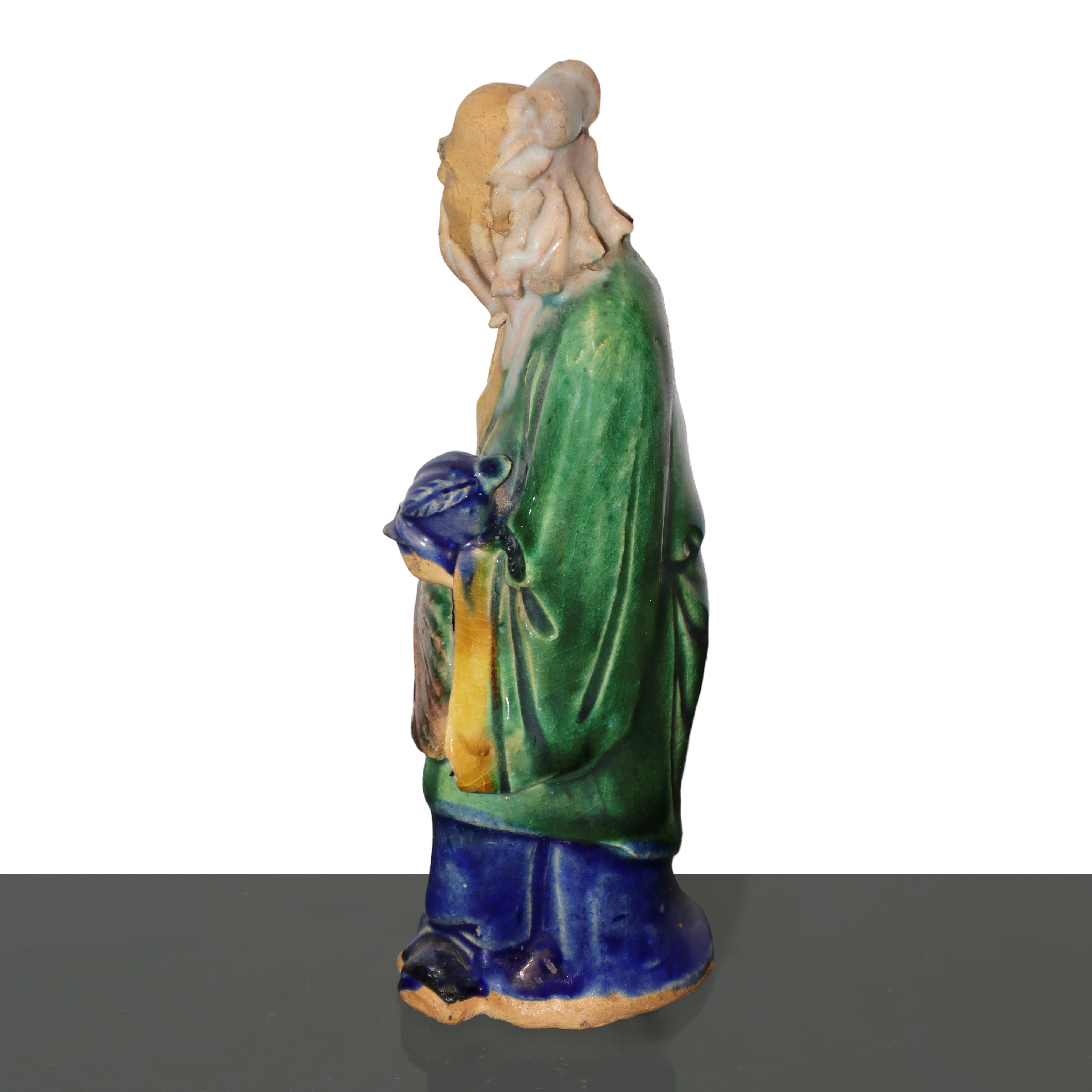 Coppia di Statuette Cinesi Policrome in Gesso