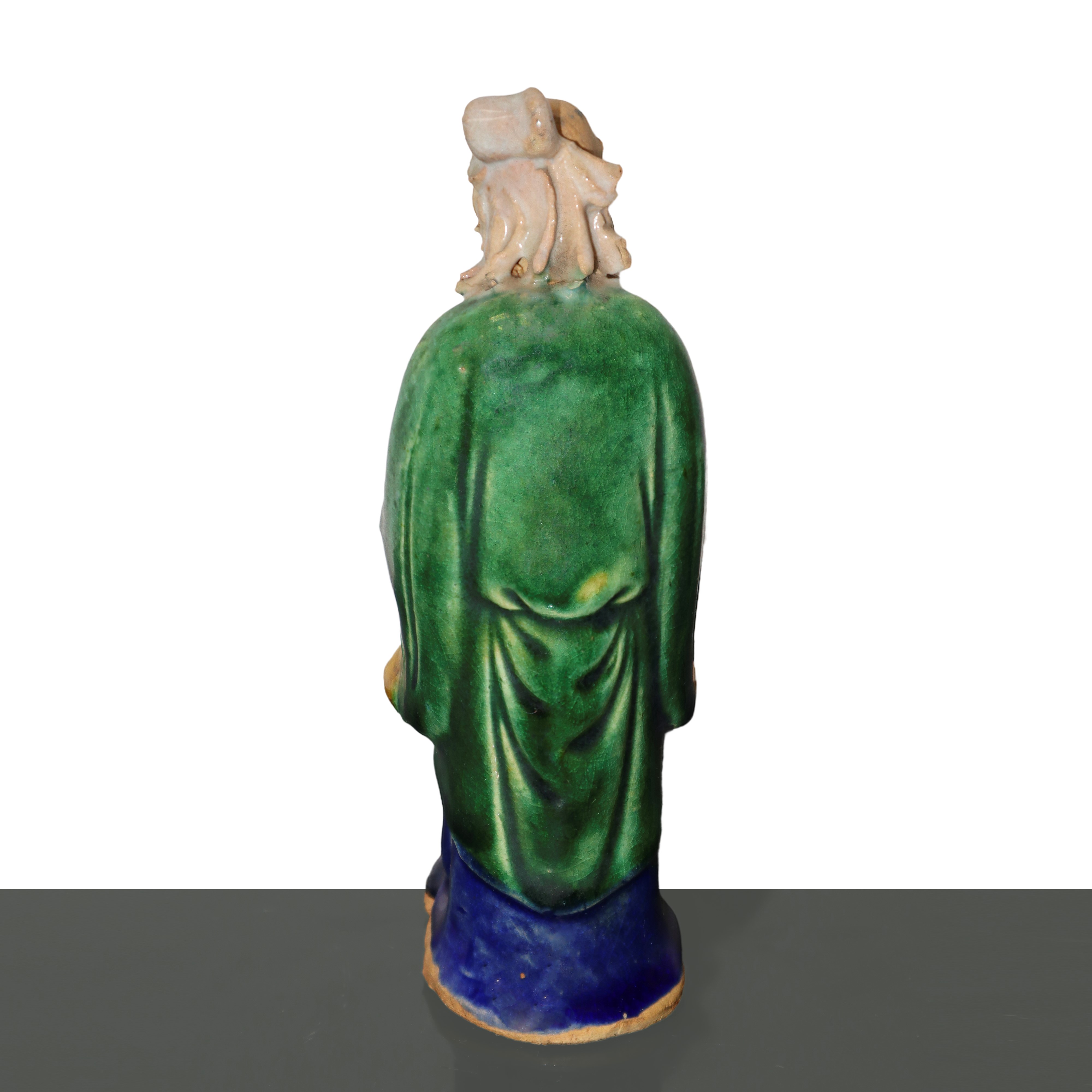 Coppia di Statuette Cinesi Policrome in Gesso