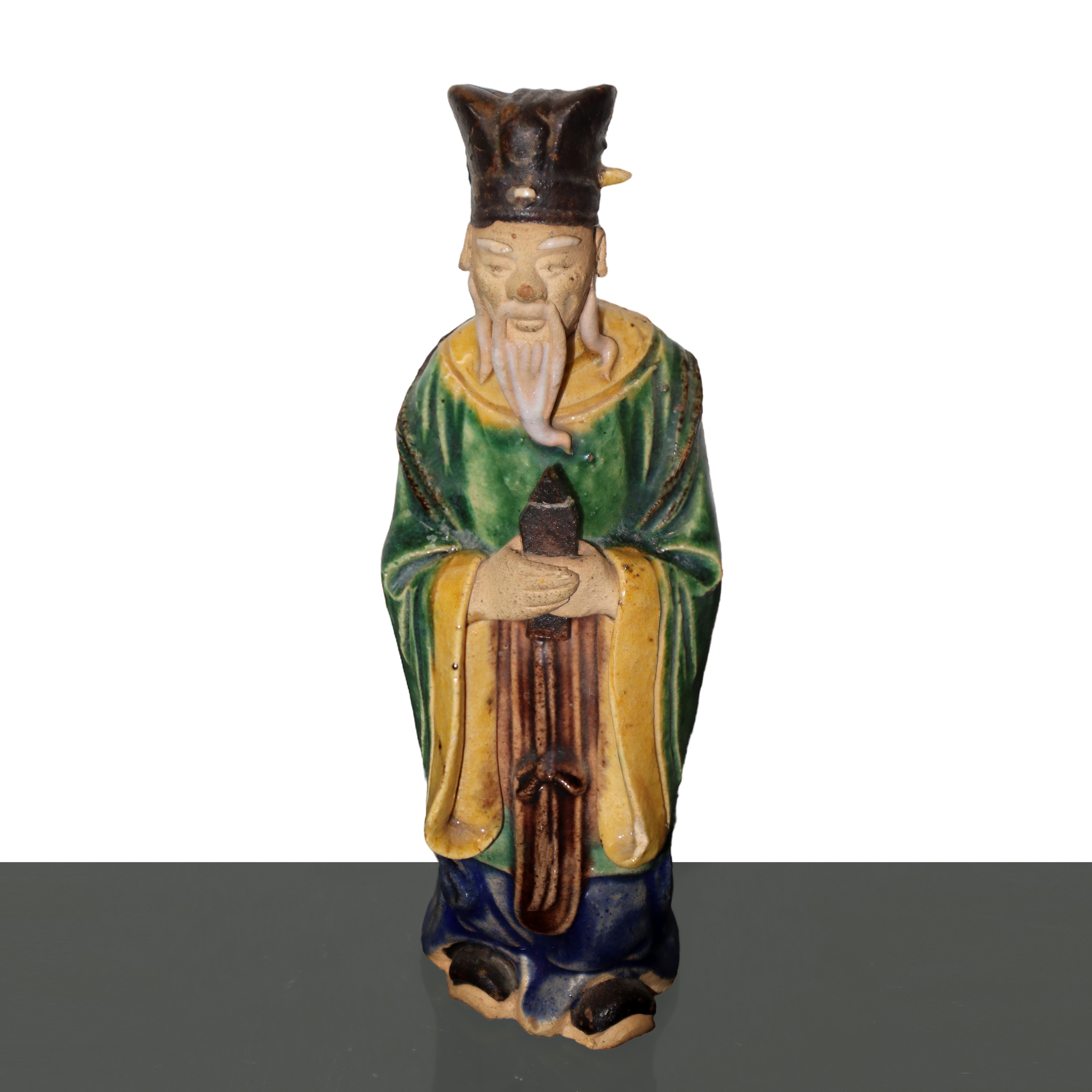 Coppia di Statuette Cinesi Policrome in Gesso