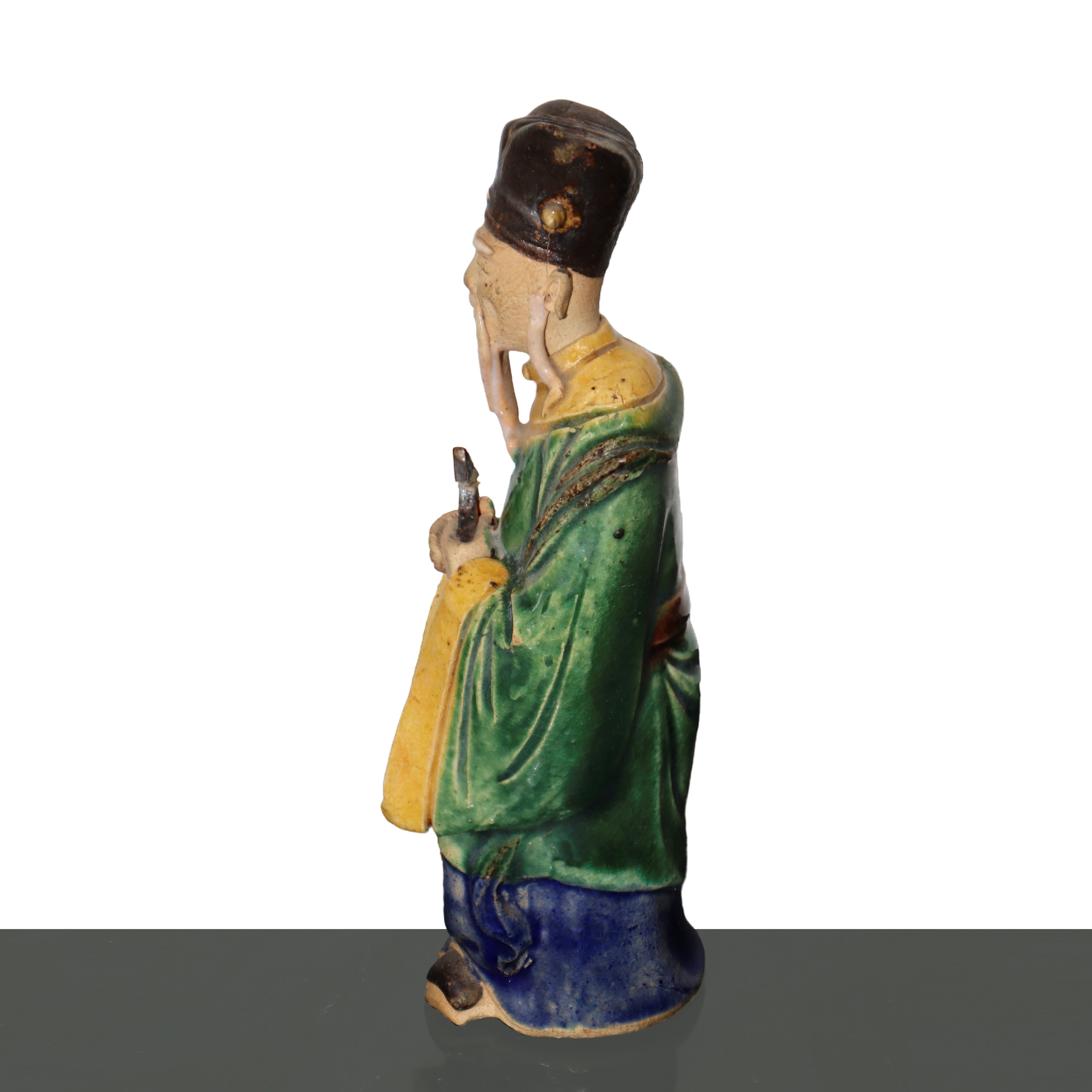 Coppia di Statuette Cinesi Policrome in Gesso