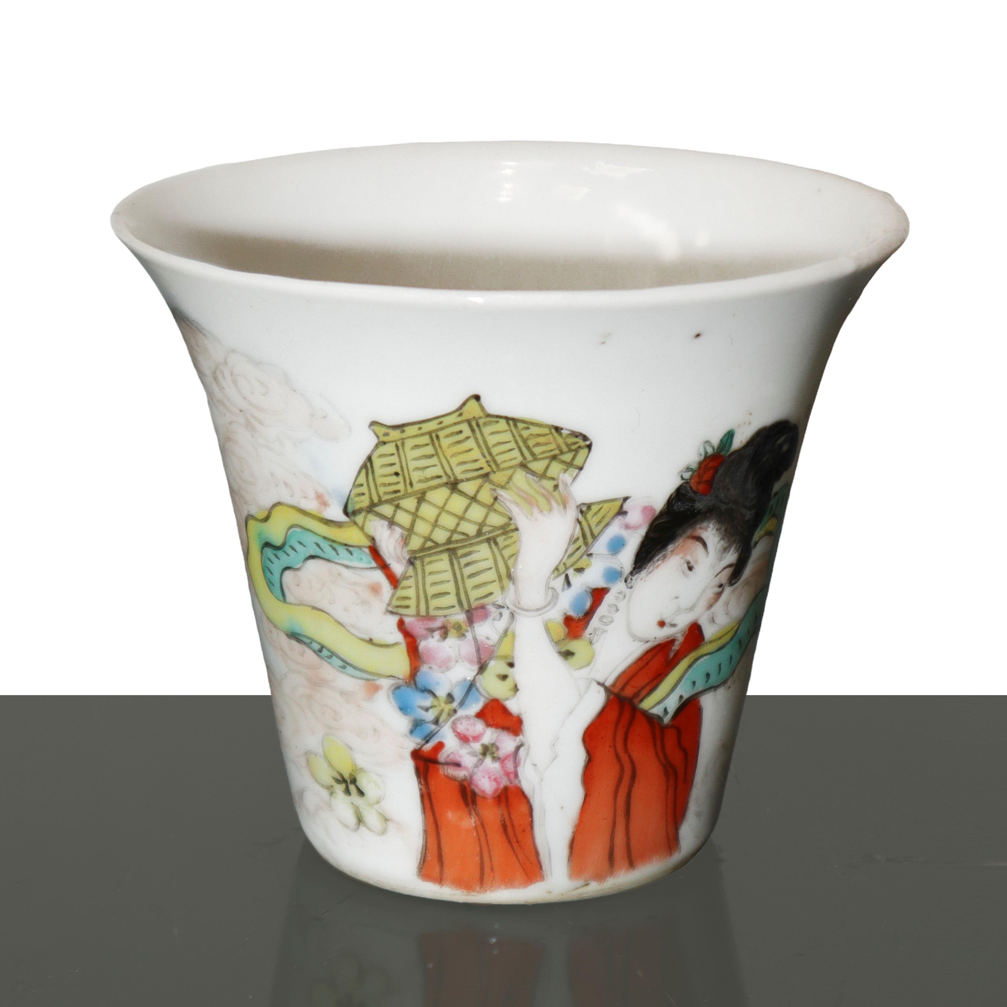 Coppia di vasetti e una ciotolina orientali in ceramica