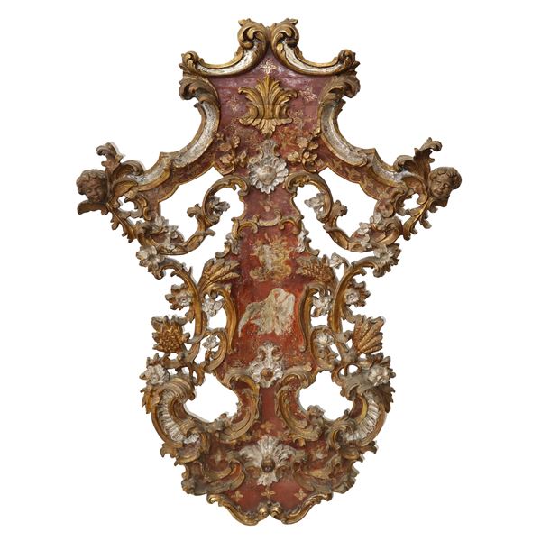 Louis XIV frieze lacquered and gilded with silvered floral inserts