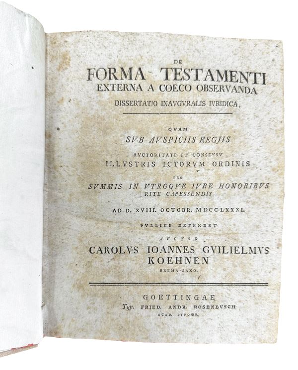 De forma testaments externa a coeco observanda. Dissertation inauguralis iuridica