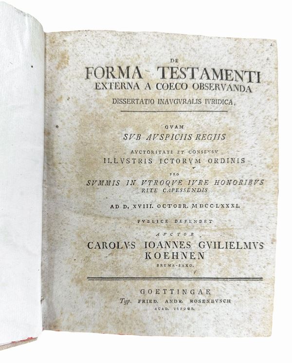 De forma testamenti externa a coeco observanda. Dissertation inauguralis iuridica