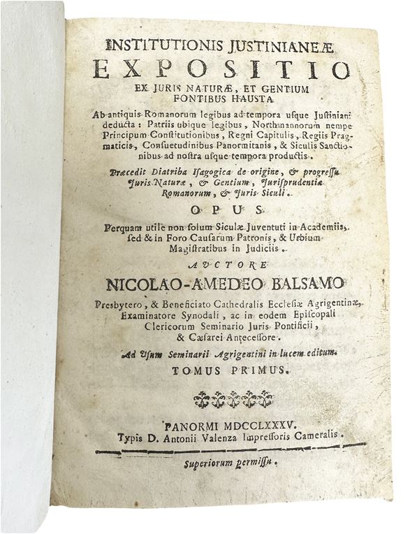 Institutionis justinianeae expositio ex juris naturae, et gentium fontibus hausta. Volume one