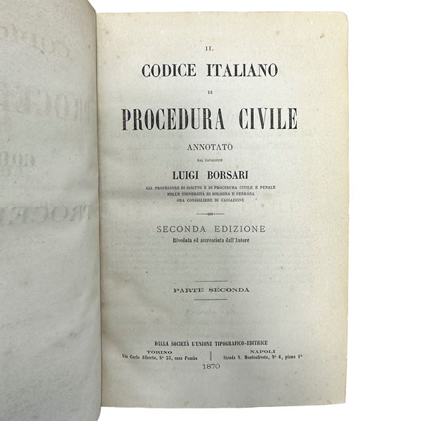 The Italian code of civil procedure. Second part