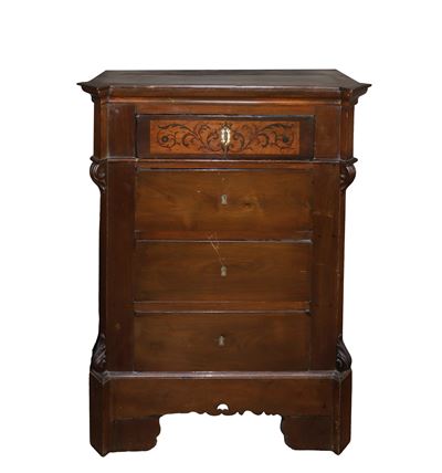 Cassettone siciliano a quattro cassetti, legno di palissandro, XIX secolo