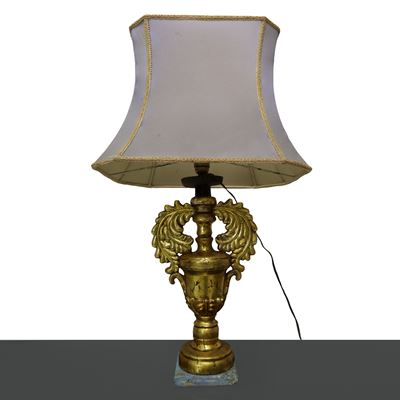 Lume con Base in Legno Dorato, in Argento e Mistura