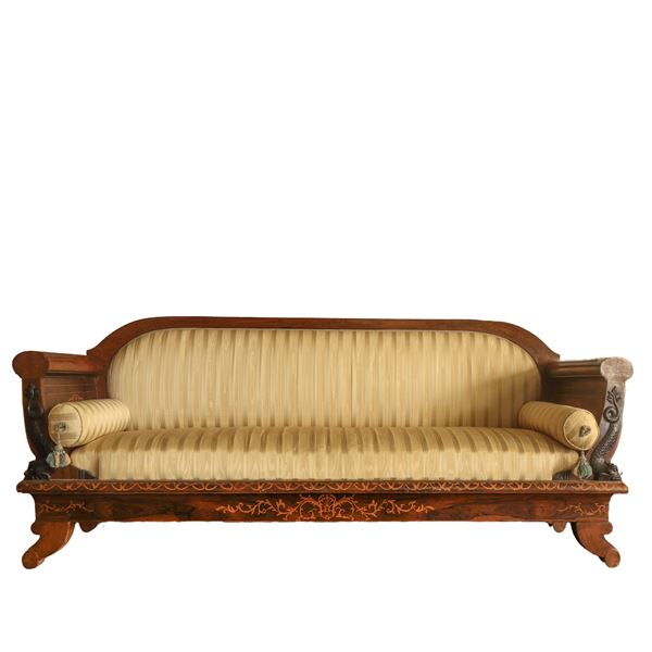Inlaid Charles X sofa