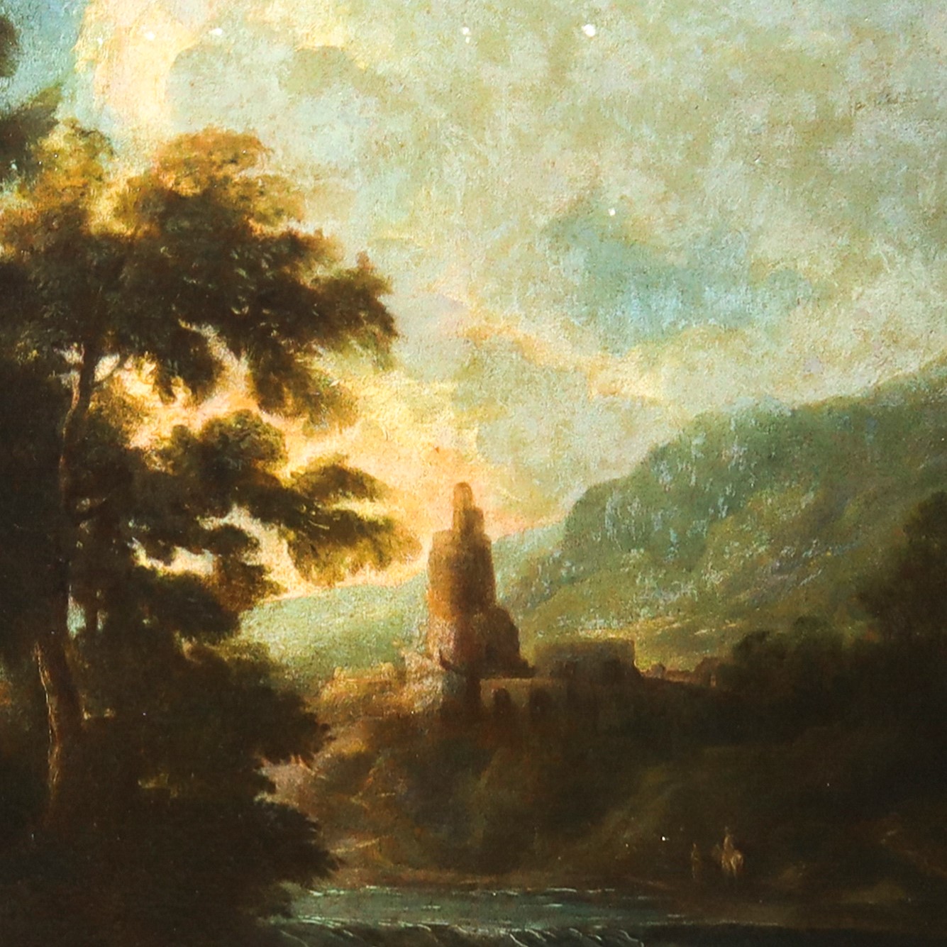 Paesaggio fluviale con personaggi e armenti