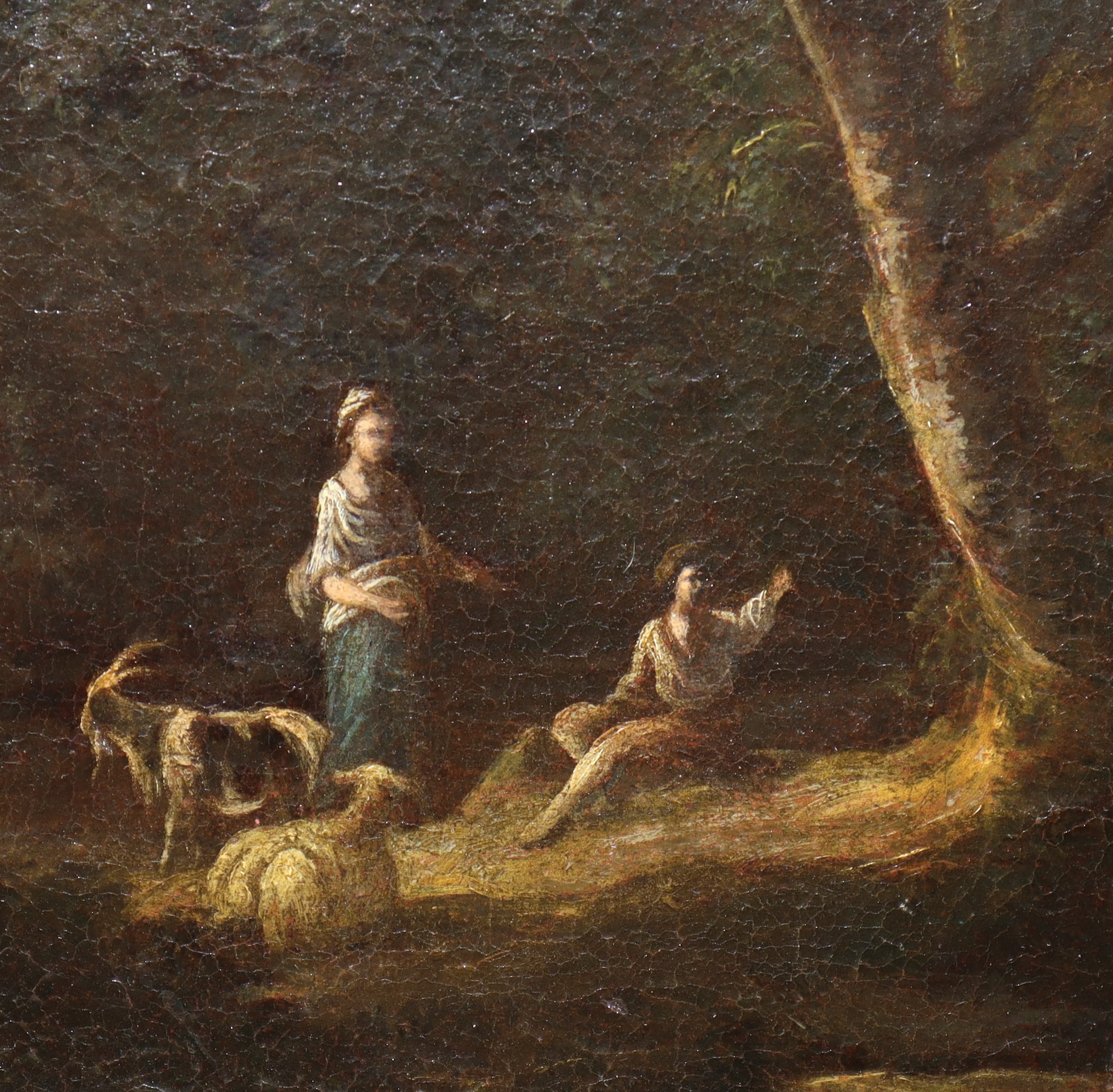 Paesaggio fluviale con personaggi e armenti