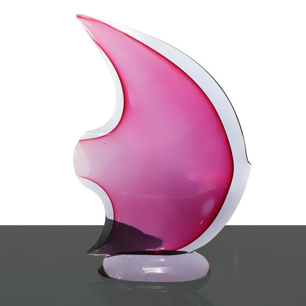 Flavio Poli  per Seguso - Scultura in vetro di Murano sommerso a forma di pesce, Seguso