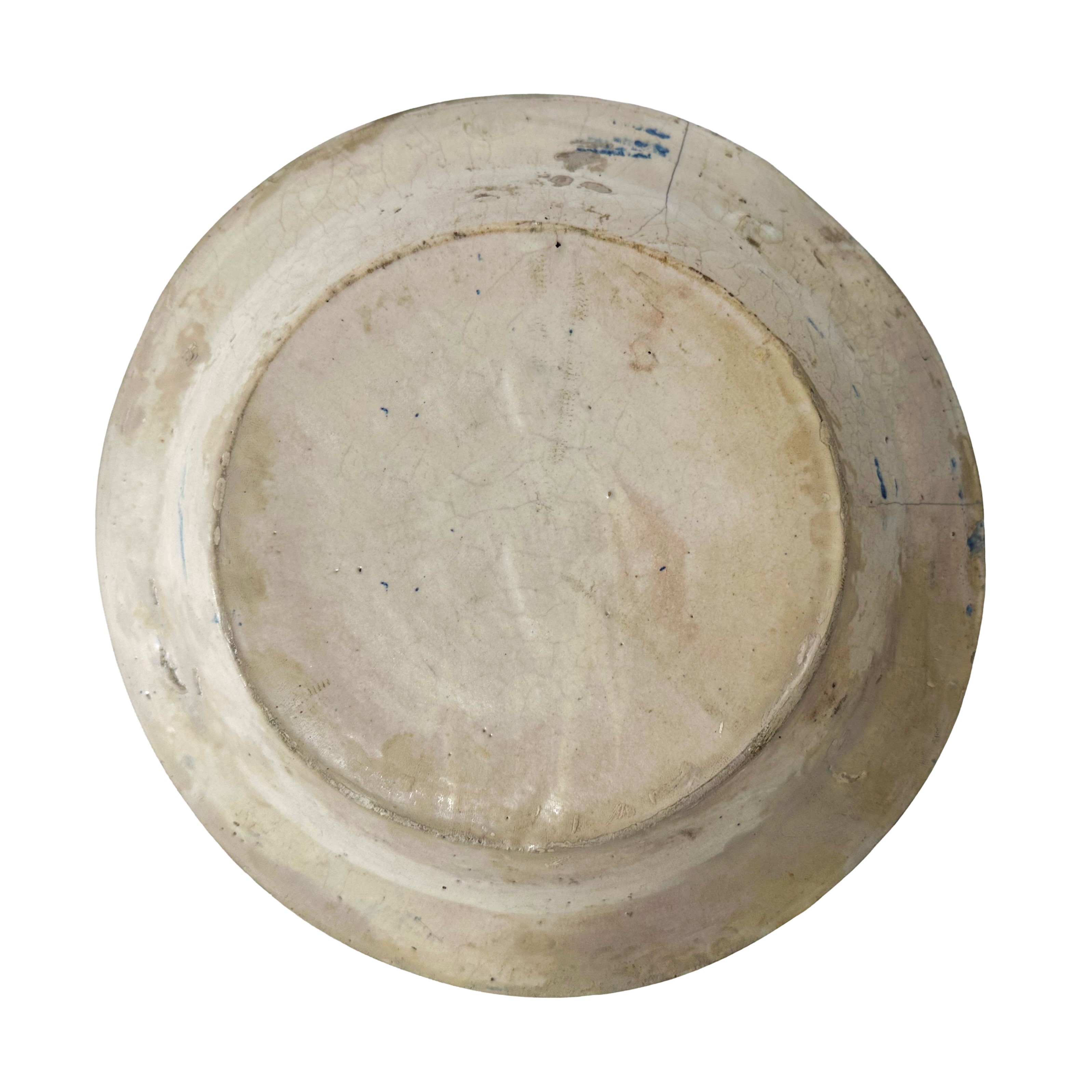 Piatto in maiolica di Caltagirone dipinto in azzurro su fondo bianco