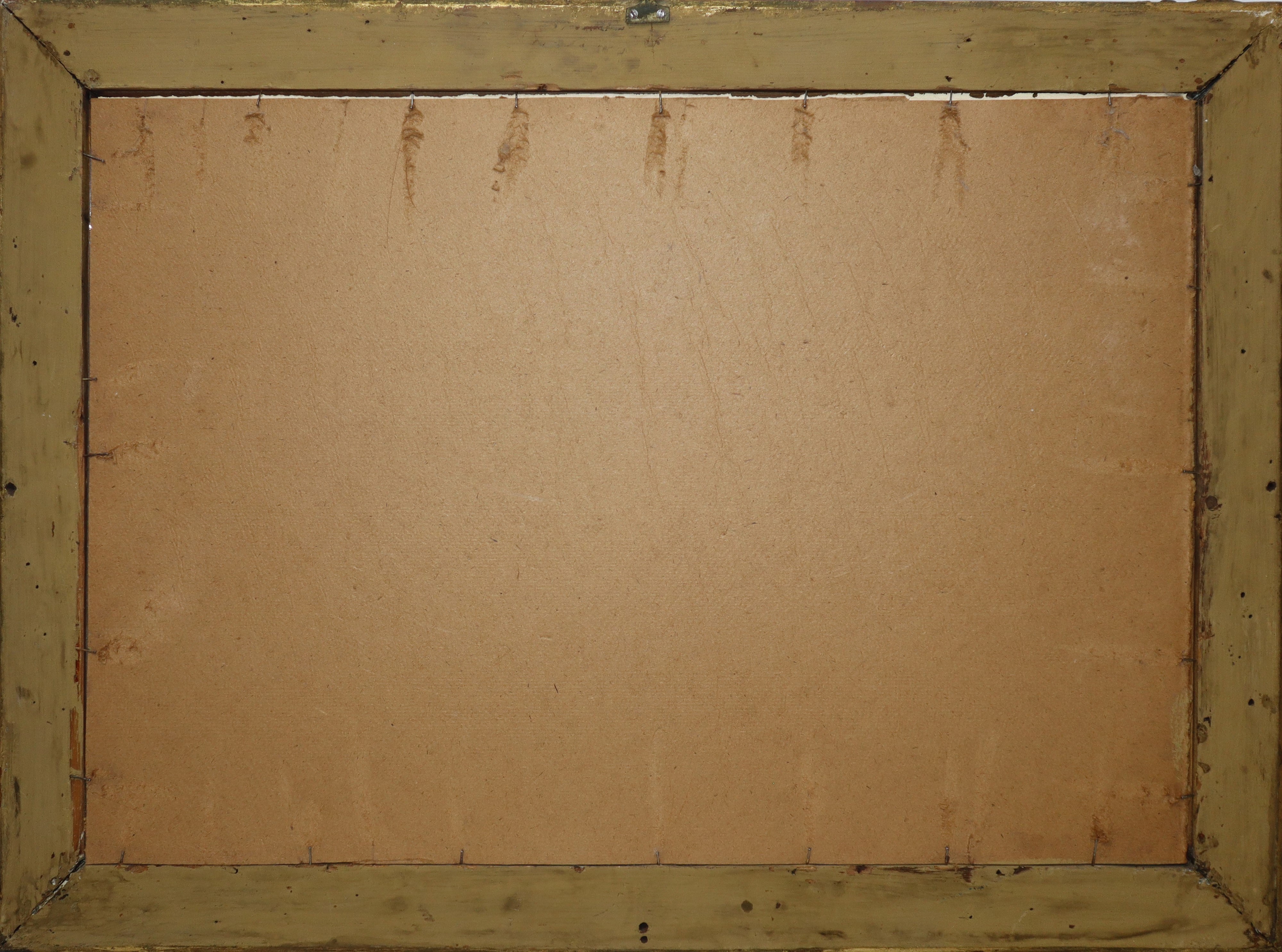 Cornice in legno dorato con stampa a soggetto pompeiano, XIX secolo