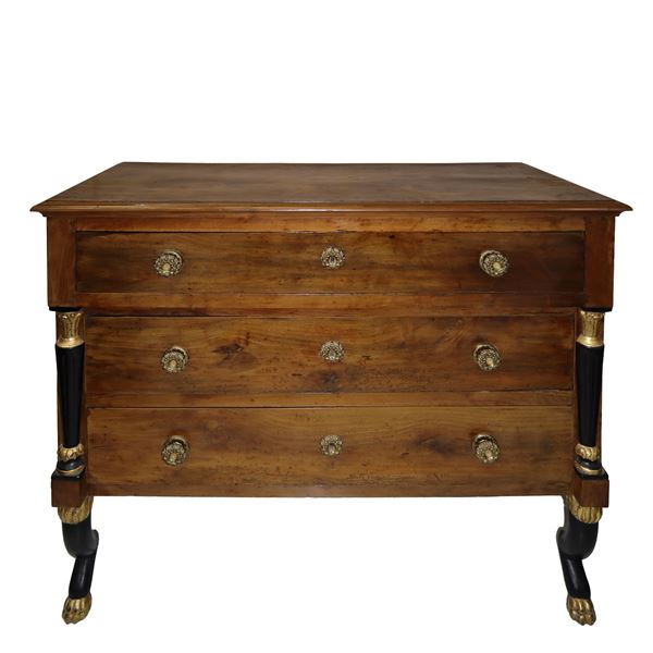 Empire chest of drawers in walnut wood