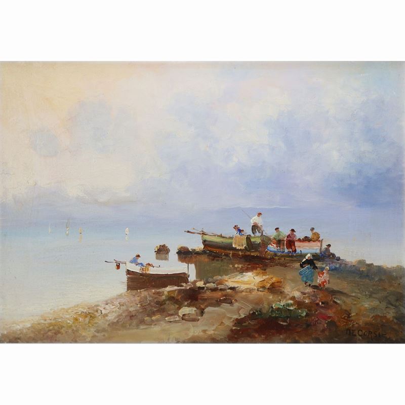 Nicolas De Corsi - Marina con Barche