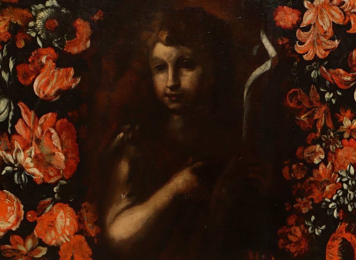 Ritratto di Fanciullo con Ghirlanda di Fiori Rossi.
