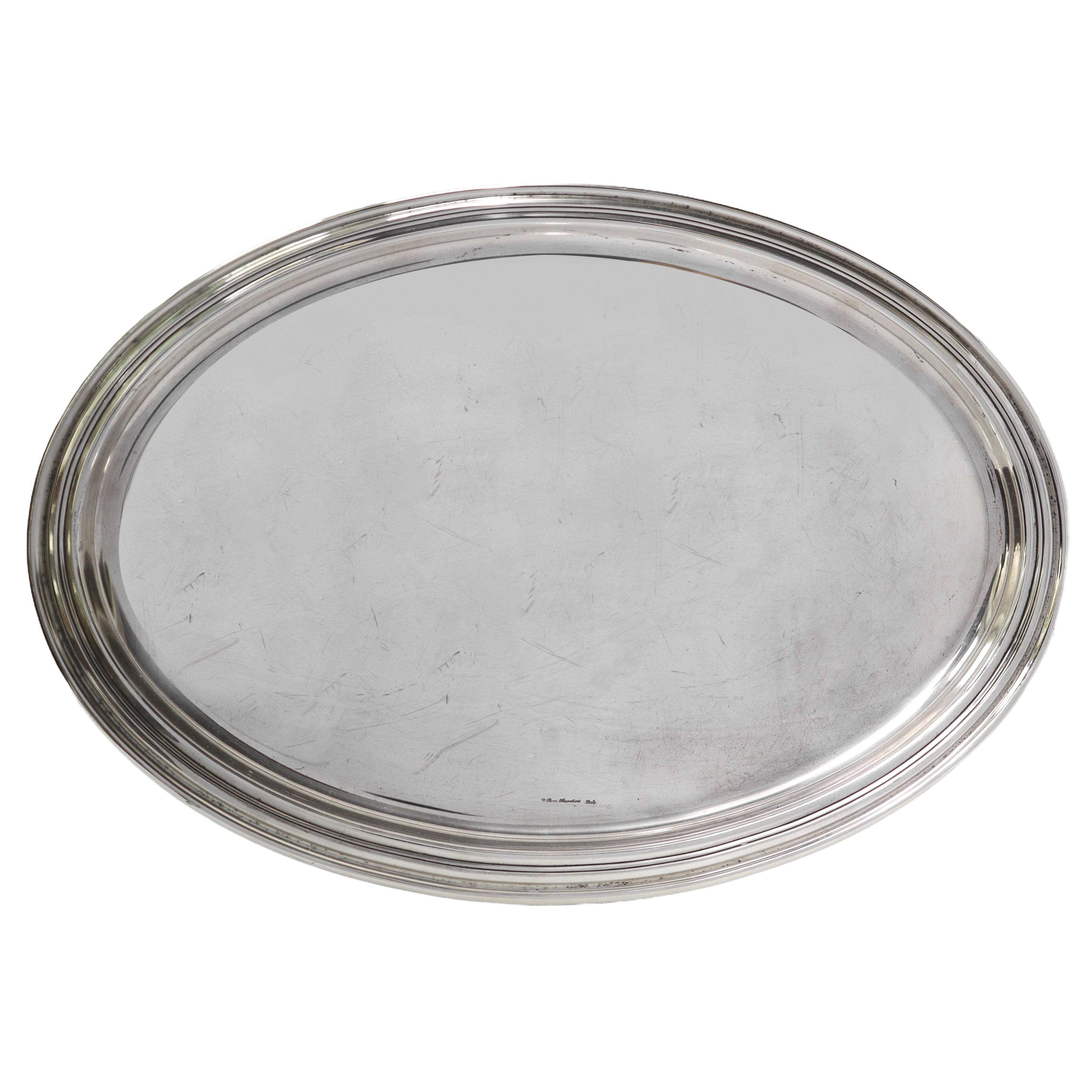Vassoio ovale in metallo argentato