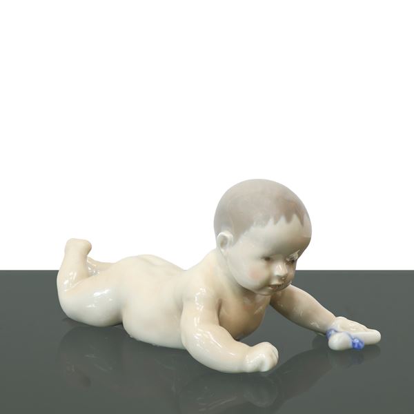 Royal Copenhagen Denmark - Baby crawling with sock