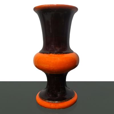Vaso Vintage in Ceramica Arancio e Marrone