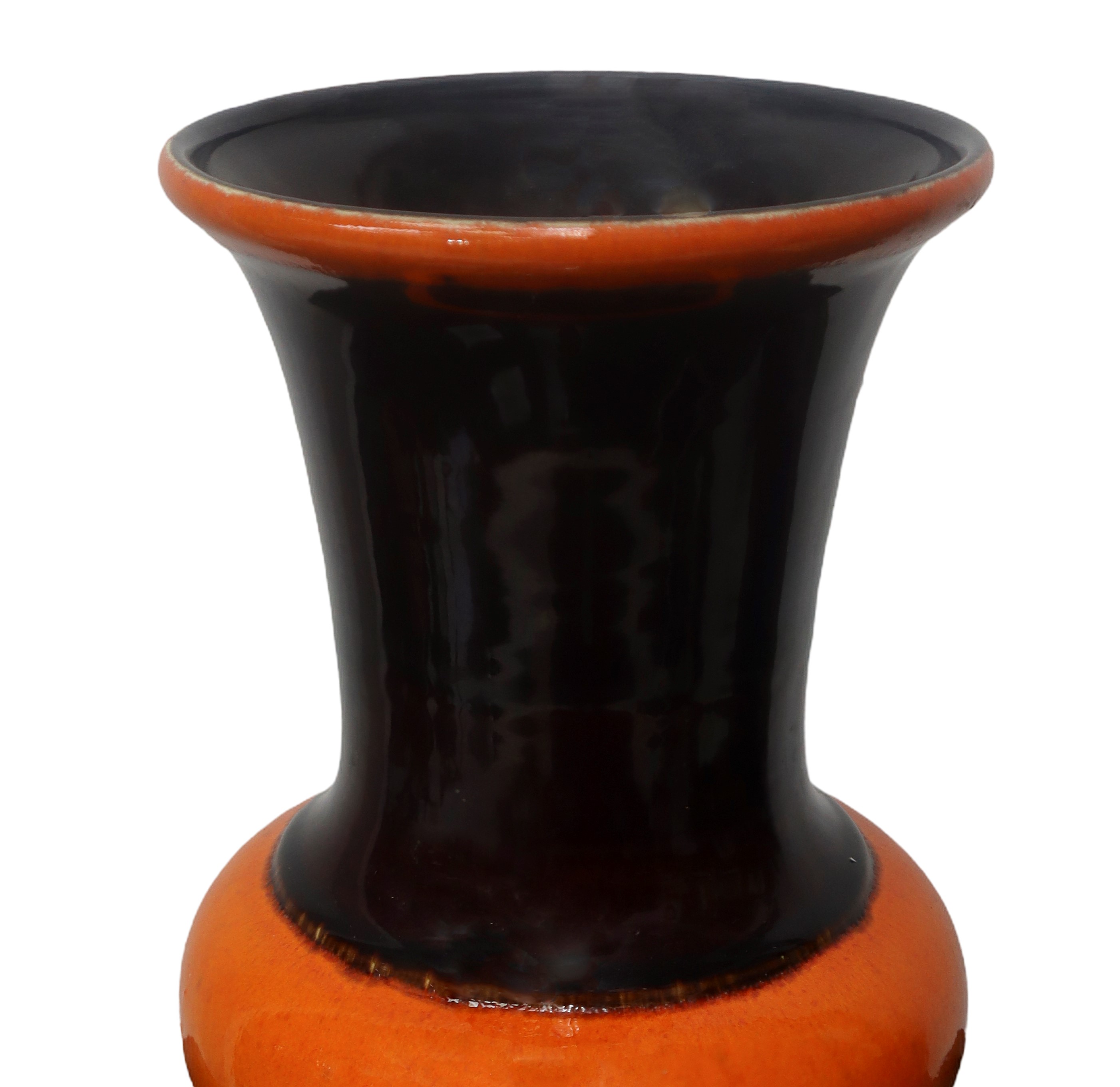 Vaso Vintage in Ceramica Arancio e Marrone