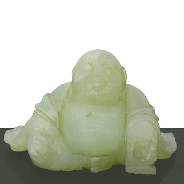 Small Buddha in light green jade