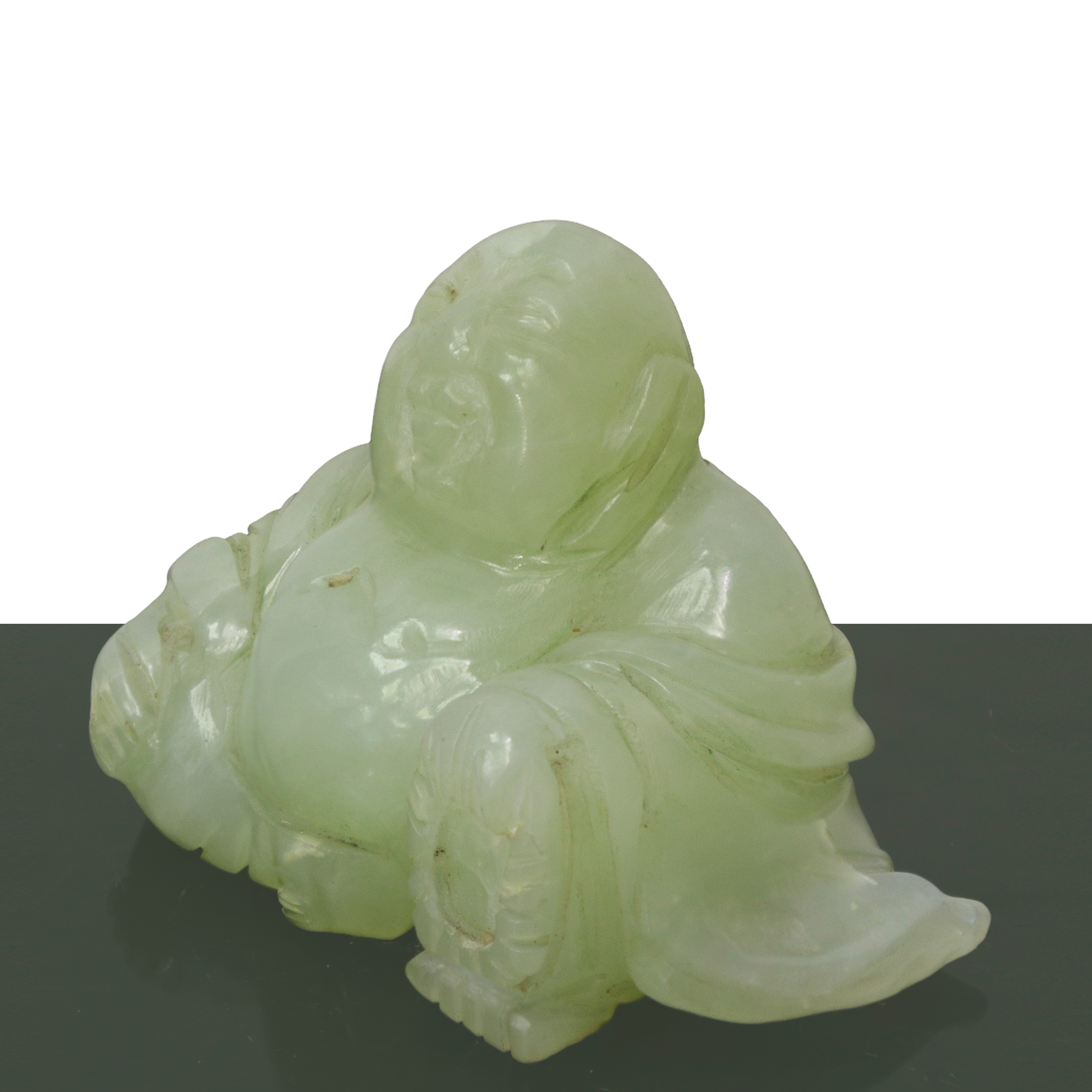 Piccolo Buddha in giada verde chiaro