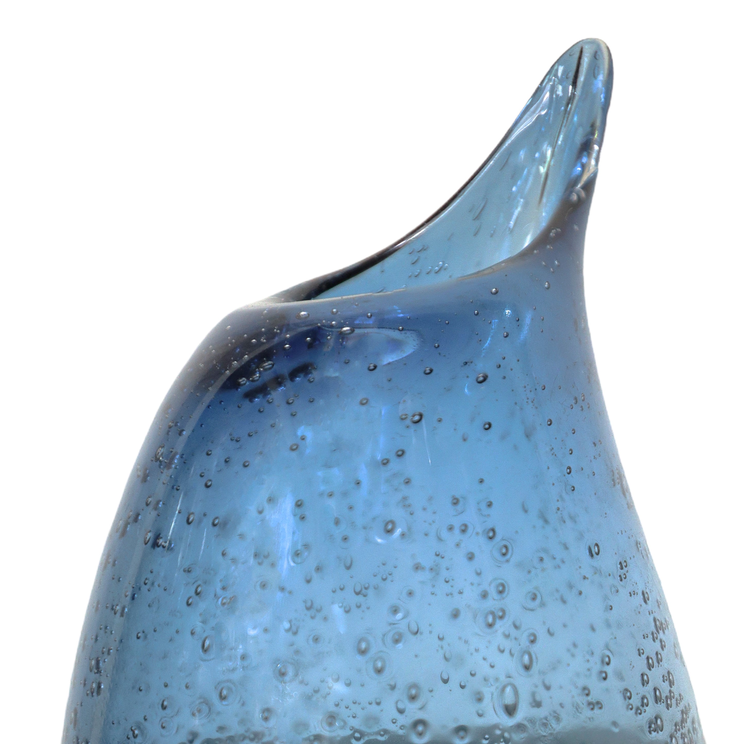 Vaso in vetro blu pulegoso, H 17 cm