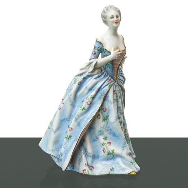 Capodimonte - Damina in polychrome porcelain