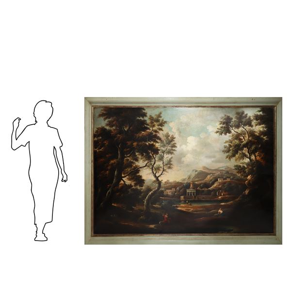 Jan Frans van Bloemen L'Orizzonte - Paesaggio con personaggi e tempio sullo sfondo