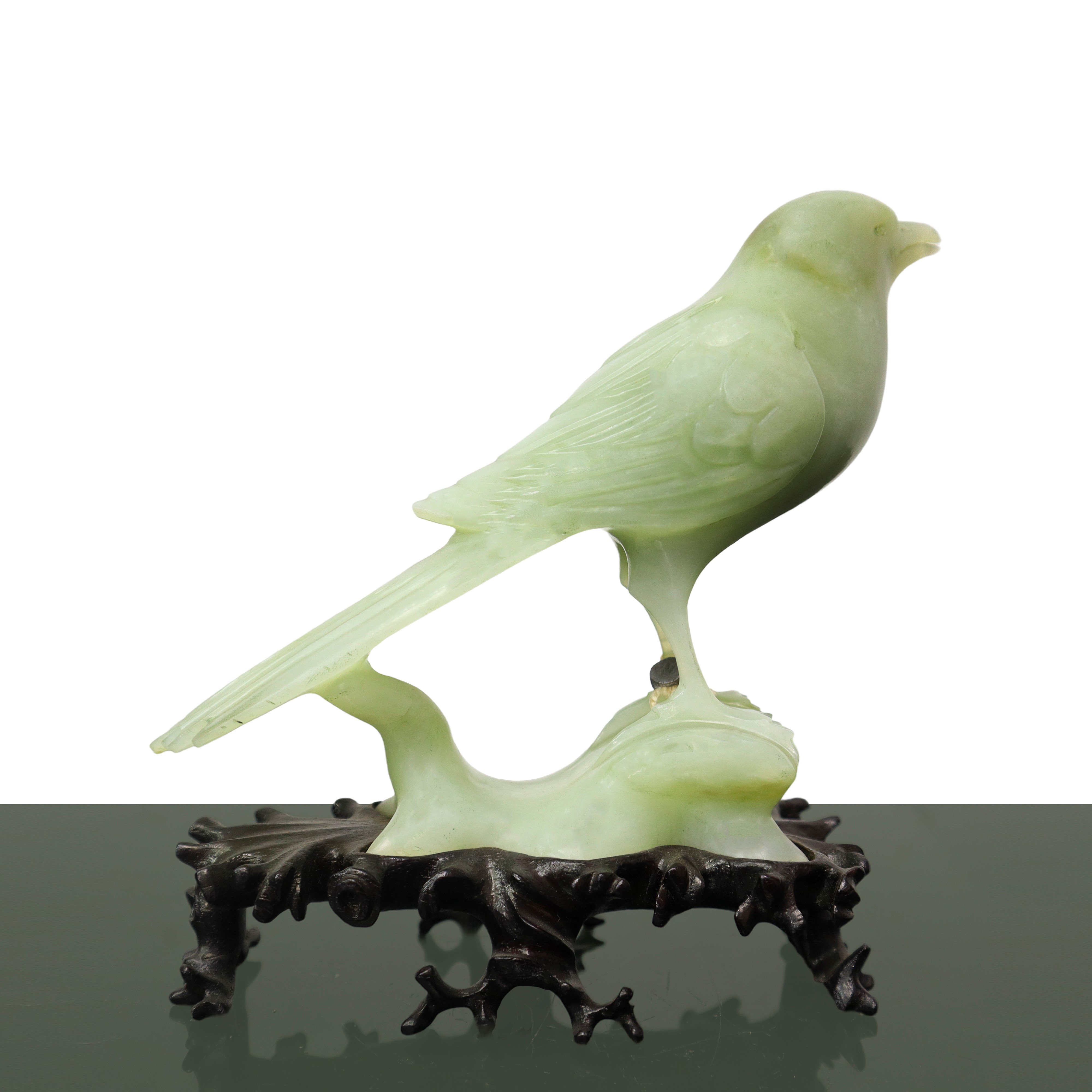 Uccellino in giada verde chiaro