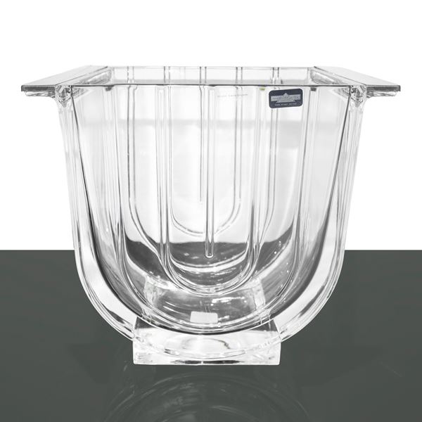 Laura Griziotti - Deco cooler in clear crystal with silver handles, Cristallerie Arnolfo Di Cambio. Slightly dirty
