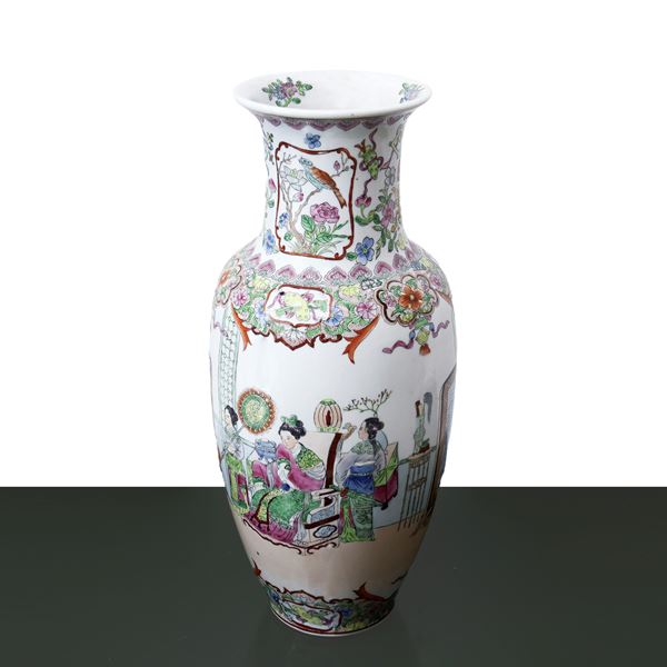 Chinese porcelain vase with family life scenes