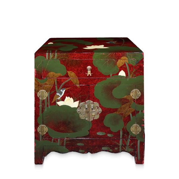 Chinese plated bedside tables with two doors