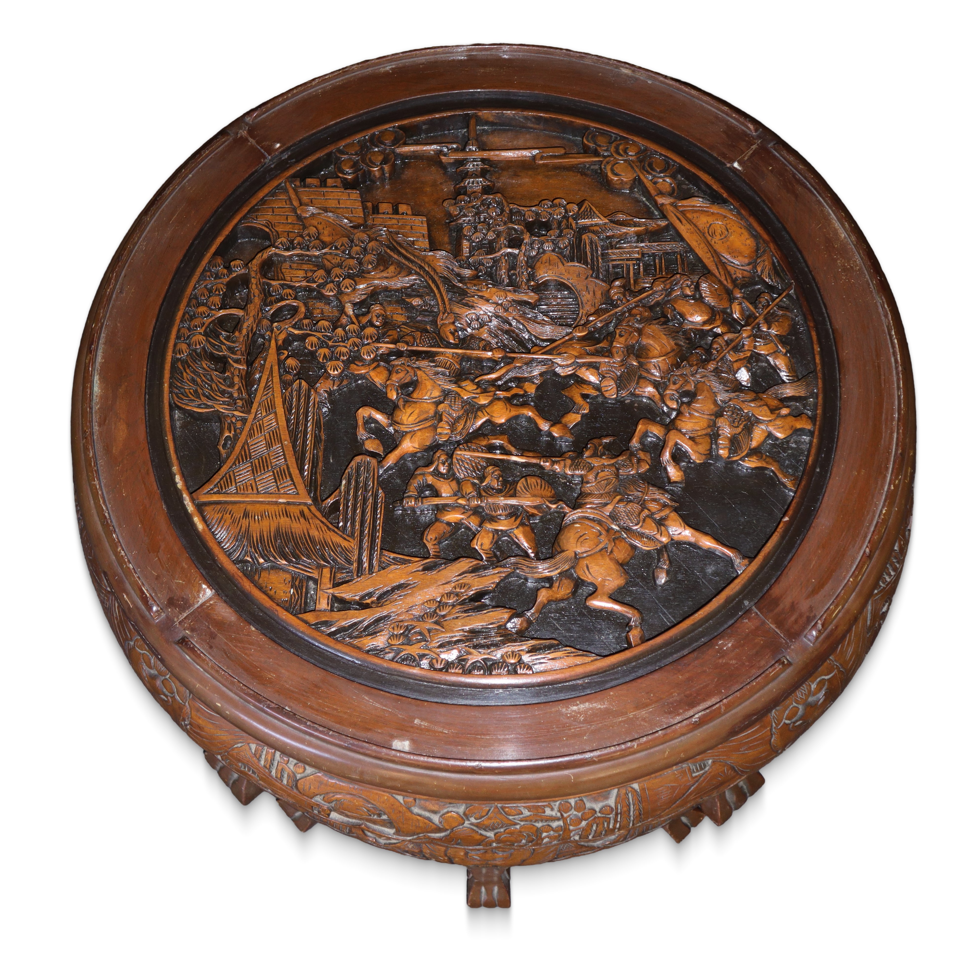 Tavolino cinese da tè e quattro sgabelli