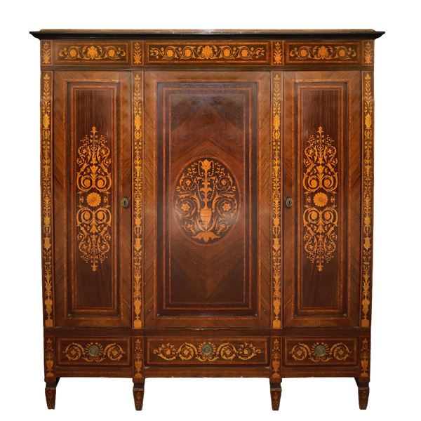 Inlaid wardrobe, with three doors