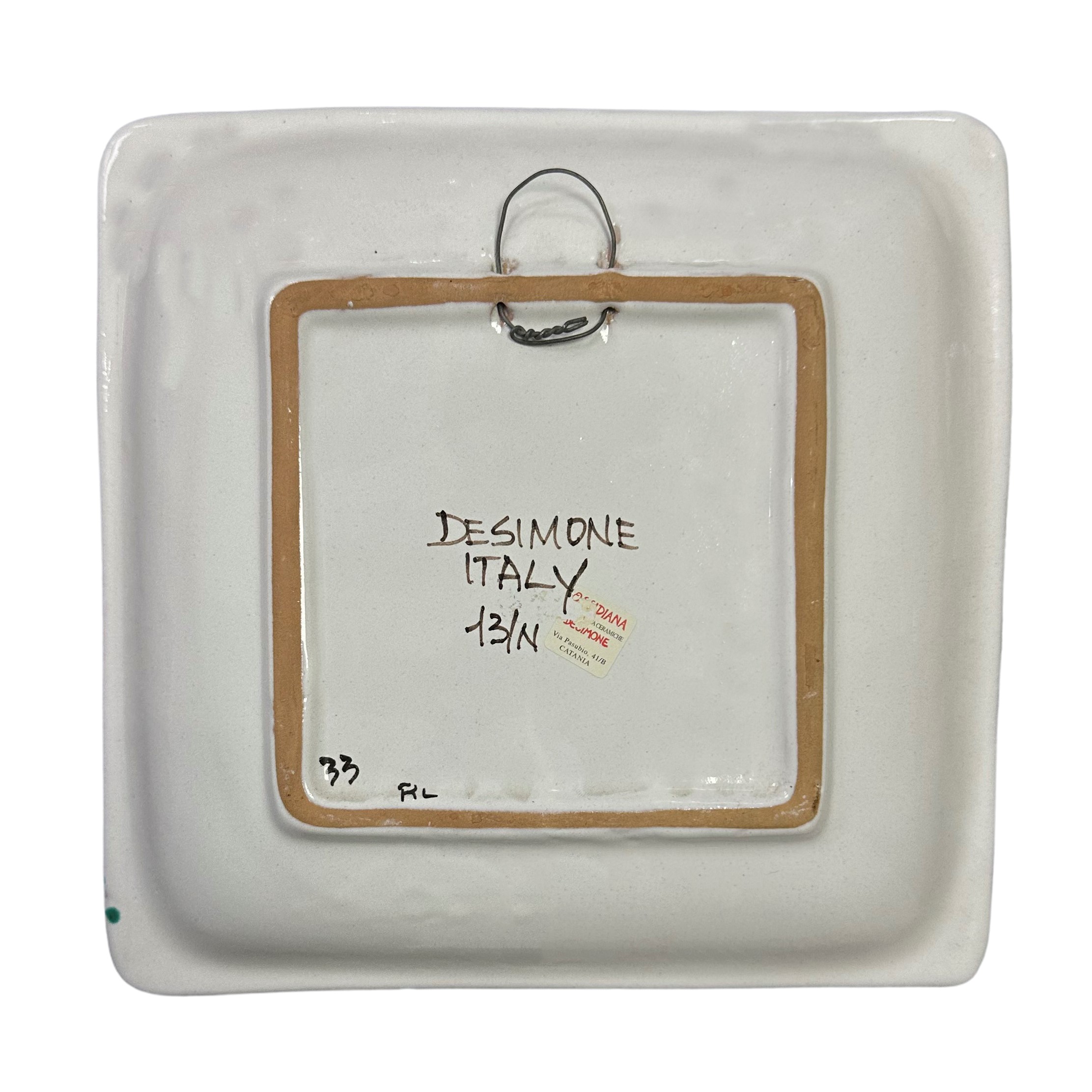 De Simone - Piatto quadrato in ceramica policroma con mestieri