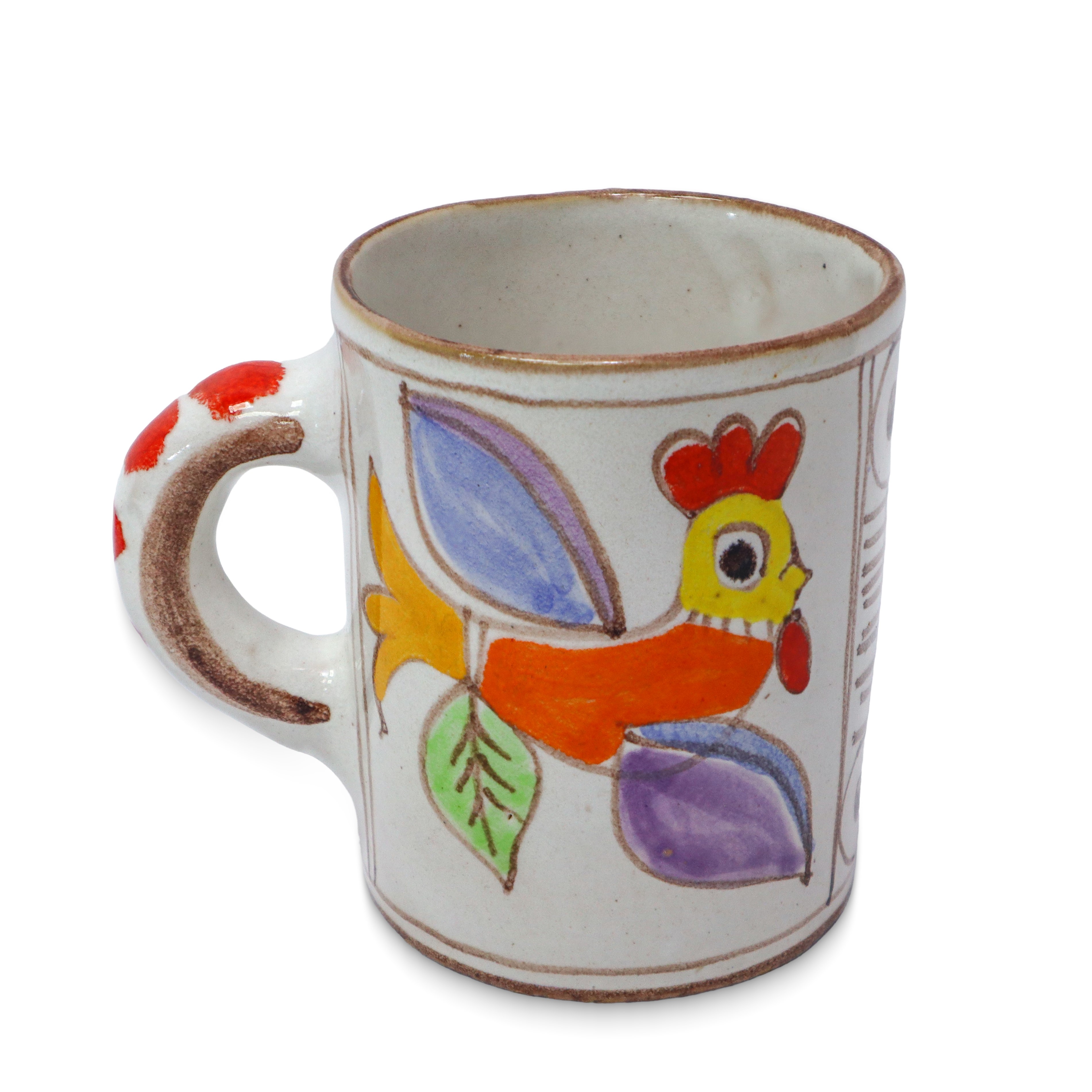 De Simone - Boccale e bicchiere in ceramica dipinta a mano con decorazione di pesce e pianta ross...