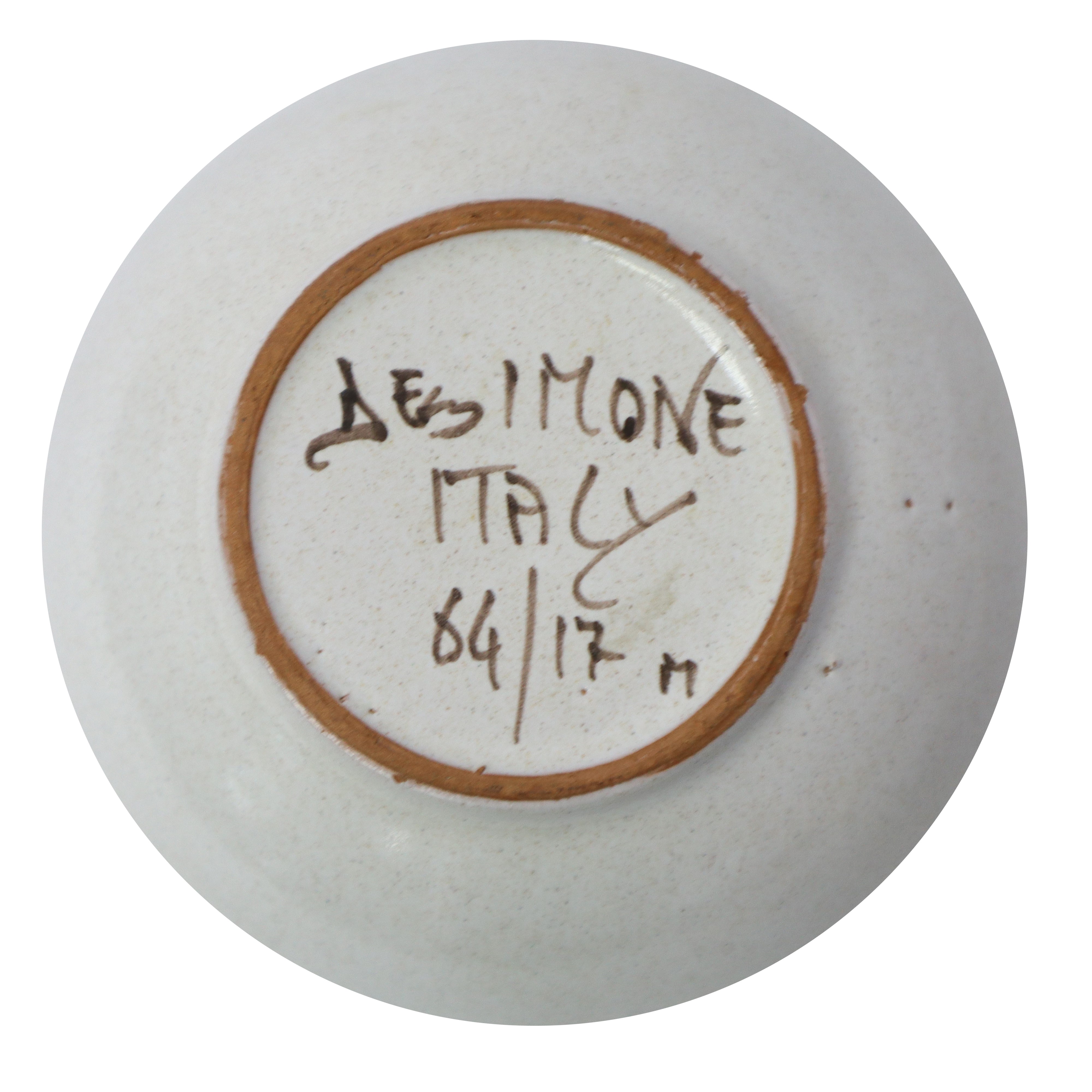 De Simone - Ciotola e Vasetto in Ceramica Policroma Dipinta a Mano con Fiore Verde Acqua