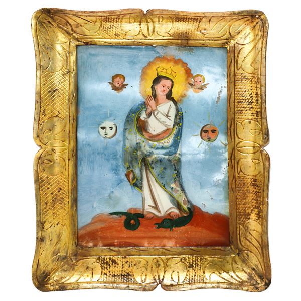 Mary Immaculate in an antique tray frame