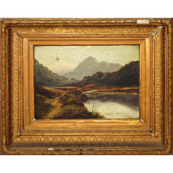Charles Robert Leslie - Paesaggio lacustre con montagne