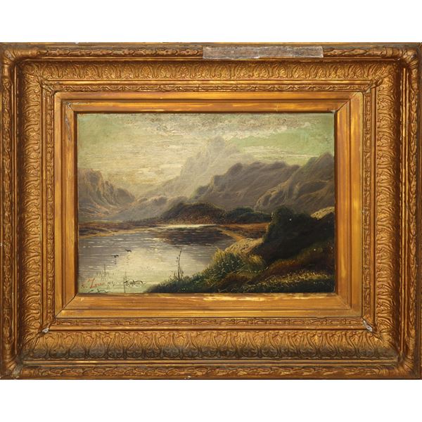 Charles Robert Leslie - Paesaggio lacustre con montagne e nuvole