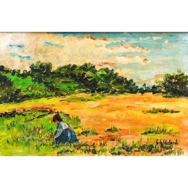 G. G. Ghelardi - Little girl in flowery field